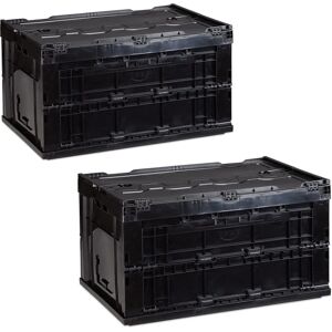 Relaxdays 2-Pack Foldable Storage Boxes - Black - 60L Relaxdays 2-Pack Foldable Storage Boxes - Black - 60L