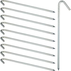 Relaxdays Tent Stakes - Set of 10, 39cm Galvanized Steel, Silver Relaxdays Tent Stakes - Set of 10, 39cm Galvanized Steel, Silver