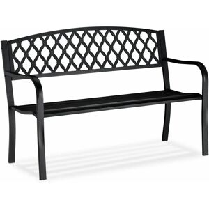 Relaxdays Gartentisch, 2-Sitzer, Design Gitter, Schwarz, Metall Relaxdays Gartentisch, 2-Sitzer, Design Gitter, Schwarz, Metall