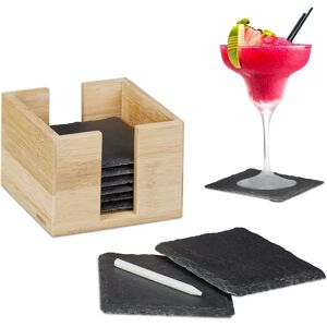 Relaxdays Slate Coasters Set - Rustic Style, Includes Chalk, 8 pcs Relaxdays Slate Coasters Set - Rustic Style, Includes Chalk, 8 pcs