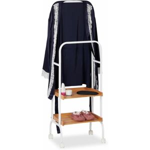 Relaxdays Clothes Valet Stand - Steel & Bamboo, White, 129x42x32cm Relaxdays Clothes Valet Stand - Steel & Bamboo, White, 129x42x32cm