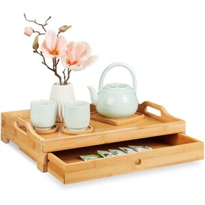 Relaxdays Bamboo Tray with Drawer - Bedside Serving Table Relaxdays Bamboo Tray with Drawer - Bedside Serving Table