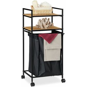 Relaxdays Bathroom Wall Shelf & Storage Cart - Modern Black/Natural Wood Relaxdays Bathroom Wall Shelf & Storage Cart - Modern Black/Natural Wood