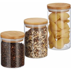 Relaxdays Jar Set - Food Storage, 3 Glass Containers 0.5-1L Relaxdays Jar Set - Food Storage, 3 Glass Containers 0.5-1L