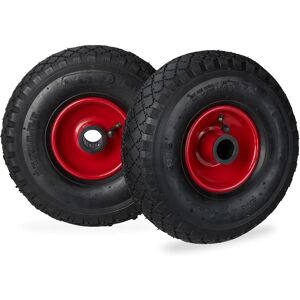 Relaxdays Steel Wheelbarrow Wheel Set - 3.00-4, Black-Red Relaxdays Steel Wheelbarrow Wheel Set - 3.00-4, Black-Red