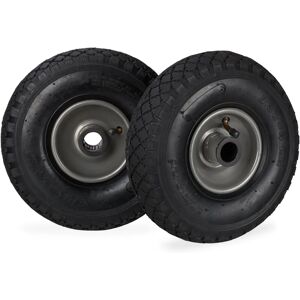 Relaxdays Steel Rim Garden Cart Wheels - 4 pcs - 3.00-4 - Black-Gray - Wheel Set Relaxdays Steel Rim Garden Cart Wheels - 4 pcs - 3.00-4 - Black-Gray - Wheel Set