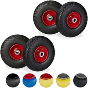 RELAXDAYS 4x Wheel Set - Polyurethane Rubber, 3.00-4, 26cm, Red & Black - Wheel Type RELAXDAYS 4x Wheel Set - Polyurethane Rubber, 3.00-4, 26cm, Red & Black - Wheel Type