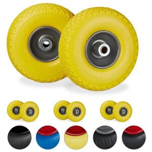 Relaxdays Garden Cart Wheel Set - 8x 3.00-4 Rubber Wheels - Yellow & Gray Relaxdays Garden Cart Wheel Set - 8x 3.00-4 Rubber Wheels - Yellow & Gray
