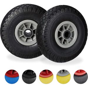 Relaxdays Wheel Set - 3.00-4, Black-Grey - Garden Cart Replacement Wheels Relaxdays Wheel Set - 3.00-4, Black-Grey - Garden Cart Replacement Wheels