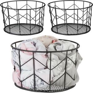 RELAXDAYS 3 Vintage Metal Storage Baskets - Round Decor - Clothes Organizer RELAXDAYS 3 Vintage Metal Storage Baskets - Round Decor - Clothes Organizer