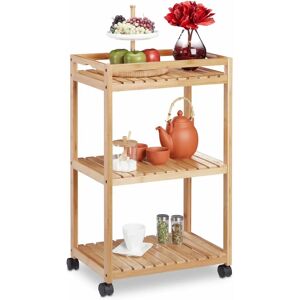 Carro de comida Relaxdays - Bambú, 3 estantes, 77x47x32.5cm Carro de comida Relaxdays - Bambú, 3 estantes, 77x47x32.5cm