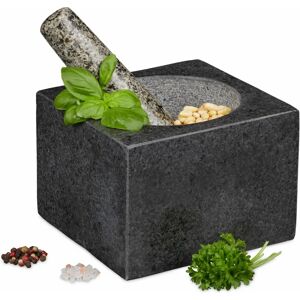 Relaxdays Mortier en Granit avec Pilon - Durable, Pierre Naturelle - 10.5cm - Publicité Relaxdays Mortier en Granit avec Pilon - Durable, Pierre Naturelle - 10.5cm - Publicité