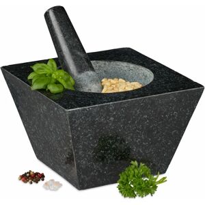 Relaxdays Mortier et Pilon - Granit Naturel, Bol Profond, Grand Pilon - Publicité Relaxdays Mortier et Pilon - Granit Naturel, Bol Profond, Grand Pilon - Publicité