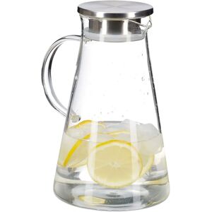 Relaxdays Glass Water Jug with Lid - 1.8L - Dishwasher Safe Relaxdays Glass Water Jug with Lid - 1.8L - Dishwasher Safe