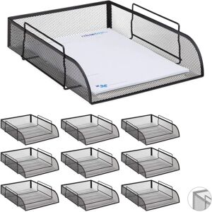 Relaxdays - 10x Document Trays Metal Black - Office Organizer Relaxdays - 10x Document Trays Metal Black - Office Organizer