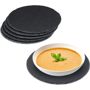 Relaxdays Slate Serving Plate Set - Anthracite Round Dish Relaxdays Slate Serving Plate Set - Anthracite Round Dish