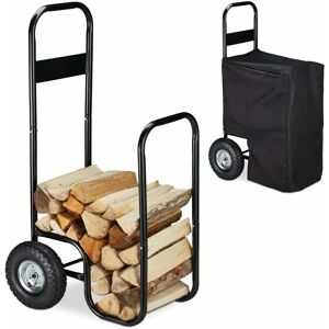 Relaxdays carrello legna - Acciaio, nero, capacità 60kg Relaxdays carrello legna - Acciaio, nero, capacità 60kg