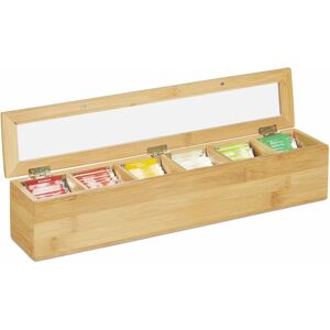 Relaxdays Tea Box - Natural Bamboo, 6 Compartments Relaxdays Tea Box - Natural Bamboo, 6 Compartments