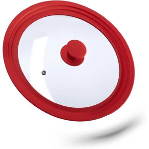 Relaxdays - Universal Glass Lid for Pots & Pans - 26-30cm - Red Relaxdays - Universal Glass Lid for Pots & Pans - 26-30cm - Red