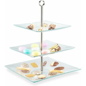 Relaxdays Servierplatte - 3-stöckige quadratische Kuchenständer Relaxdays Servierplatte - 3-stöckige quadratische Kuchenständer