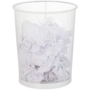 Relaxdays Cubo de basura redondo de metal - 20L - Blanco - Oficina/Habitación/Estudio Relaxdays Cubo de basura redondo de metal - 20L - Blanco - Oficina/Habitación/Estudio
