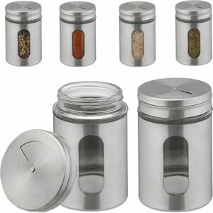 Relaxdays 10034262 spice container - Spice Container Set of 6, 290 ml, Crystal & Steel Relaxdays 10034262 spice container - Spice Container Set of 6, 290 ml, Crystal & Steel