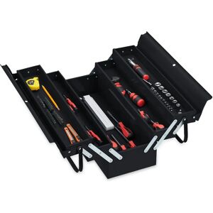 Relaxdays Toolbox - 5 Compartments Steel Storage - Black Relaxdays Toolbox - 5 Compartments Steel Storage - Black