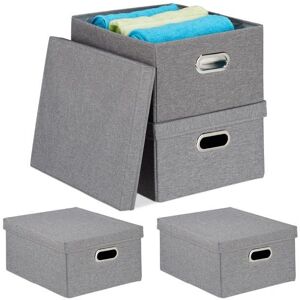 Relaxdays Storage Boxes Set of 4 - Foldable 25L Gray Relaxdays Storage Boxes Set of 4 - Foldable 25L Gray