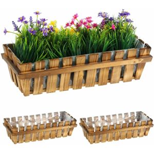 Relaxdays Juego de 3 Macetas de Madera - Tiestos Rectangulares para Exterior Relaxdays Juego de 3 Macetas de Madera - Tiestos Rectangulares para Exterior