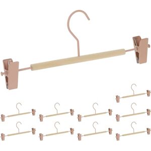 Relaxdays Pink/Natural Wood 10 Hangers with Clips - Clothes Organizer Relaxdays Pink/Natural Wood 10 Hangers with Clips - Clothes Organizer