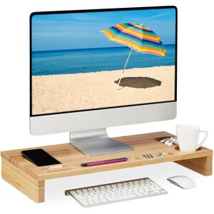 Relaxdays Monitor Stand - Ergonomic, Natural Bamboo, 7 Compartments Relaxdays Monitor Stand - Ergonomic, Natural Bamboo, 7 Compartments