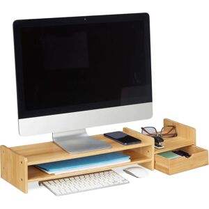 Relaxdays Monitor Stand with Drawer - Natural Bamboo Ergonomic Support Relaxdays Monitor Stand with Drawer - Natural Bamboo Ergonomic Support