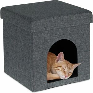 Maison pour Chat Relaxdays - Abri Pliable Gris Animaux - Publicité Maison pour Chat Relaxdays - Abri Pliable Gris Animaux - Publicité