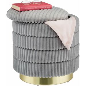 Relaxdays Taburete Tapizado Gris/Dorado - Silla de Comedor Relaxdays Taburete Tapizado Gris/Dorado - Silla de Comedor