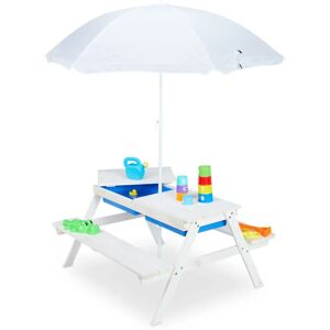 Relaxdays White Children's Picnic Table Set with Umbrella Relaxdays White Children's Picnic Table Set with Umbrella