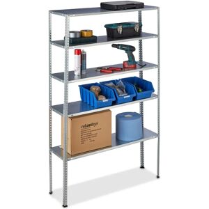 Relaxdays Metal Shelf - 185x100x30 cm - Heavy-duty Steel - Silver - Storage Relaxdays Metal Shelf - 185x100x30 cm - Heavy-duty Steel - Silver - Storage