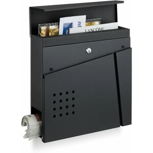 Relaxdays Steel Mailbox with Magazine Compartment - 37x37x11 cm Relaxdays Steel Mailbox with Magazine Compartment - 37x37x11 cm