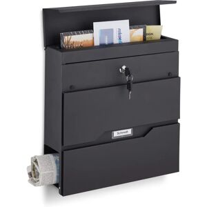 Relaxdays Steel Mailbox with Newspaper Compartment - Black Relaxdays Steel Mailbox with Newspaper Compartment - Black