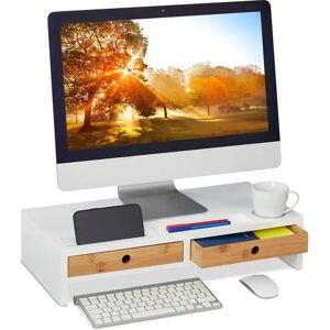 Relaxdays Monitor Stand with Drawers - Ergonomic Bamboo MDF Elevation Relaxdays Monitor Stand with Drawers - Ergonomic Bamboo MDF Elevation