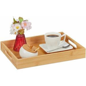 Relaxdays Bamboo Tray - Rectangular, with Handles, High Edges Relaxdays Bamboo Tray - Rectangular, with Handles, High Edges