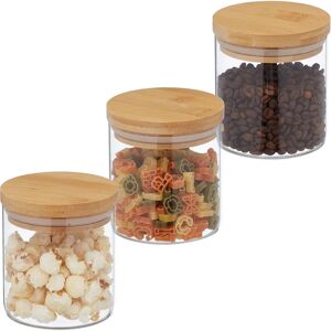 Relaxdays Storage Jars - 3 Glass Containers with Bamboo Lids - 500ml Relaxdays Storage Jars - 3 Glass Containers with Bamboo Lids - 500ml