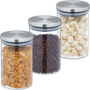 Relaxdays Set in Glass Jars - 800ml Food Storage - Transparent Silver Relaxdays Set in Glass Jars - 800ml Food Storage - Transparent Silver