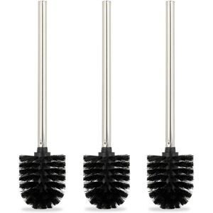 Relaxdays Toilet Brush Set - 3 Pack, Replaceable Heads, Stainless Steel Handle Relaxdays Toilet Brush Set - 3 Pack, Replaceable Heads, Stainless Steel Handle