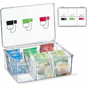 Relaxdays tea box - 6 Compartments, Transparent Organizer for Tea Bags Relaxdays tea box - 6 Compartments, Transparent Organizer for Tea Bags