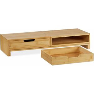 Relaxdays Bamboo Dual Monitor Stand - Adjustable & Space-Saving Relaxdays Bamboo Dual Monitor Stand - Adjustable & Space-Saving