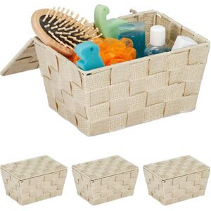 RELAXDAYS Storage Basket Set - Interwoven Plastic, Beige - Bathroom & Kitchen Organizer RELAXDAYS Storage Basket Set - Interwoven Plastic, Beige - Bathroom & Kitchen Organizer