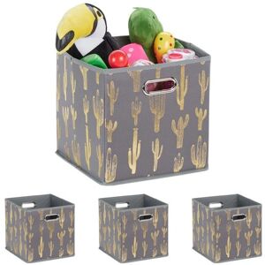 Relaxdays Storage Box - 4 Foldable Square Containers - Gray/Gold Relaxdays Storage Box - 4 Foldable Square Containers - Gray/Gold