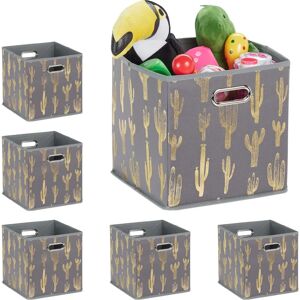 Relaxdays Storage Box - 6 Foldable Square Containers - Gray/Gold Relaxdays Storage Box - 6 Foldable Square Containers - Gray/Gold