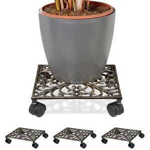Relaxdays Plant Cart Set - Vintage Square Metal Plant Stands - 4 pcs Relaxdays Plant Cart Set - Vintage Square Metal Plant Stands - 4 pcs