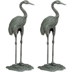 Relaxdays - 2 Crane Garden Decor Figures - Cast Iron - Green Relaxdays - 2 Crane Garden Decor Figures - Cast Iron - Green